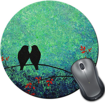 

Rangeele Inkers Couple Birds Art Round Mousepad(Multicolor)