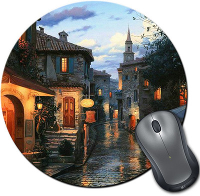 

Rangeele Inkers Beautiful Paintings Of Houses Round Mousepad(Multicolor)