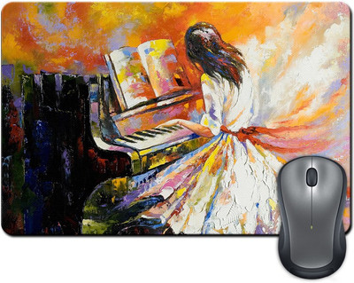 ShopMantra Girl Playing Piano Brush Painting Mousepad Multicolor