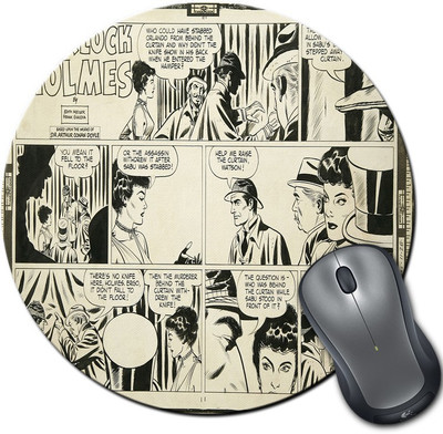 

Rangeele Inkers Sherlock Holmes Comic Strip Round Mousepad(Multicolor)