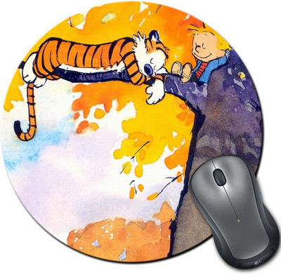 

Rangeele Inkers Calvin And Hobbes Resting Round Mousepad(Multicolor)