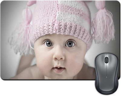 

ShopMantra Baby Infant with Pink Woolen Cap Mousepad(Multicolor)