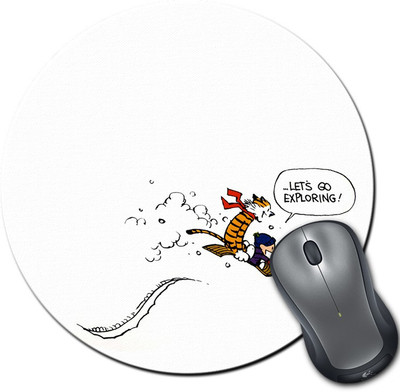 

Rangeele Inkers Calvin And Hobbes Exploring Round Mousepad(Multicolor)