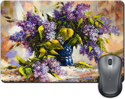 

ShopMantra Purple Flowers in a Vase Textured Paint Mousepad(Multicolor)