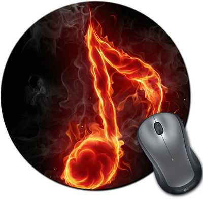 

Rangeele Inkers Music Notes Is On Fire Round Mousepad(Multicolor)