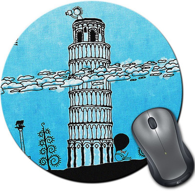 

Rangeele Inkers Leaning Tower Of Pisa Couple Art Round Mousepad(Multicolor)