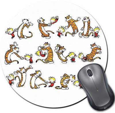

Rangeele Inkers Calvin And Hobbes Dancing Round Mousepad(Multicolor)
