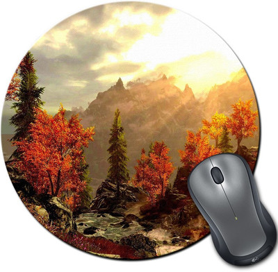 

Rangeele Inkers Beautiful Jungle Painting Round Mousepad(Multicolor)