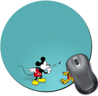 

Rangeele Inkers Mickey And Pluto Round Mousepad(Multicolor)