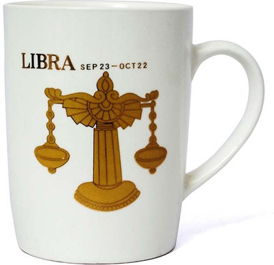 

Painting Mantra Libra Sun Sign Ceremic Coffee Ceramic Mug, Gold;white