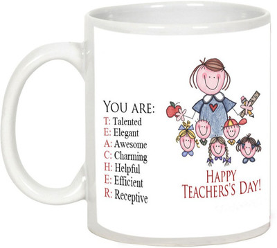 

AllUPrints Teacher Defines Us Ceramic Mug(325 ml), White