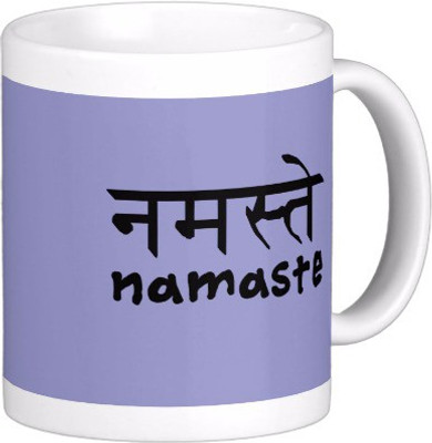 

Exoctic Silver Namastey C001 Ceramic Mug(300 ml), Black;blue