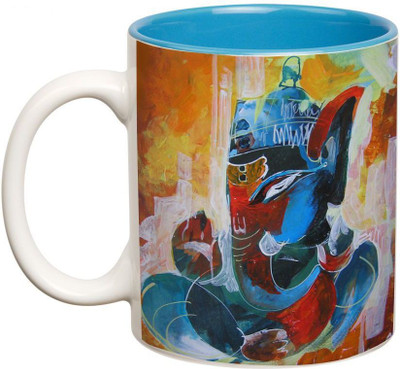 

Prithish Ganpati Bappa Design5 Double Color Ceramic Mug(350 ml), Multicolor