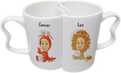 

Ucard Cancer and Leo Zodiac Sign Valentines Day Couple Bone China, Ceramic, Porcelain Mug(325 ml), Multicolor