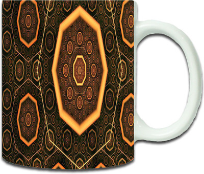 Maison N Mode Dark Coffee Pattern Coffee Ceramic Mug(330 ml), Multicolor
