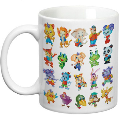 

Prithish Assorted Cartoon Characters Ceramic Mug(330 ml), Multicolor