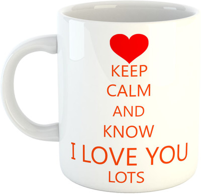 Deeher Gifts Keep Calm And Know I Love You Ceramic Mug(330 ml), Multicolor