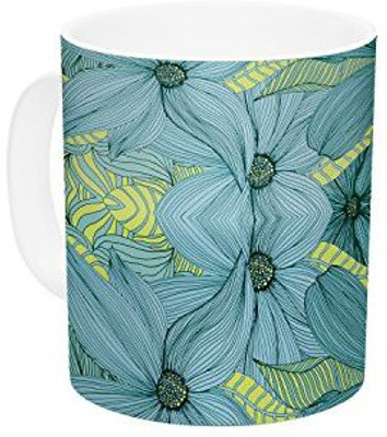 

Kess InHouse InHouse Akwaflorell Blues in Blue Ceramic Coffee, 11 oz, Multicolor Ceramic Mug(60 ml)