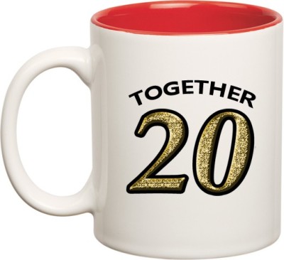 

Huppme Together Since 2004 Inner red Ceramic Mug(350 ml), Red;white