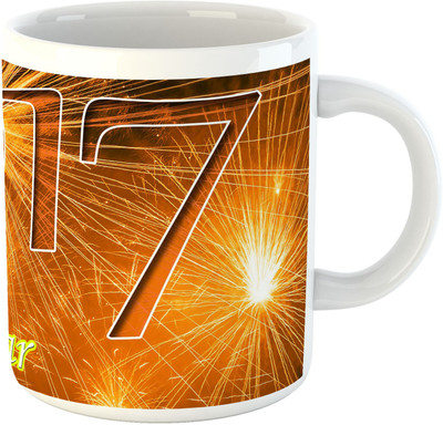 

Deeher Gifts Happy New Year Design7 Ceramic Mug(330 ml), Multicolor