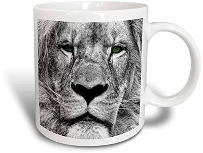 

3dRose mug_164743_1 African Lion Digital Pencil Drawing with Green Eyes Ceramic, 11-Ounce Ceramic Mug(60 ml)