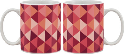 

Artifa Wine Colored Triangle Pattern Porcelain, Ceramic Mug(350 ml), Multicolor