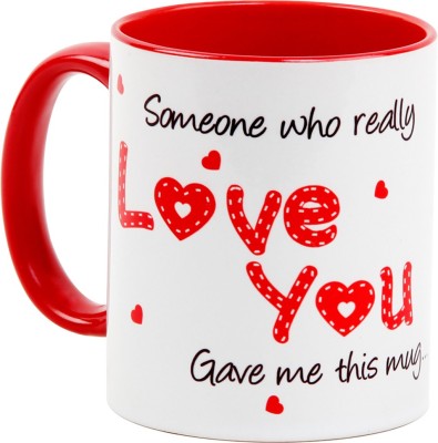 

Floweraura Love You Ceramic Mug(350 ml), Multicolor