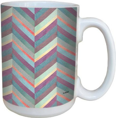 

Tree-Free Greetings Greetings lm43667 Elegant Watercolor Herringbone by Shell Rummel Ceramic with Full-Sized Handle, 15-Ounce, Multicolored Ceramic Mug(60 ml), Multicolor