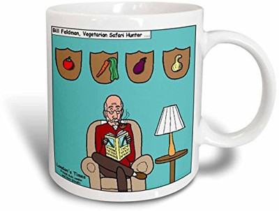 

3dRose Bill Felkman Vegetarian Safari Hunter Ceramic, 11 oz, White Ceramic Mug(60 ml), Multicolor