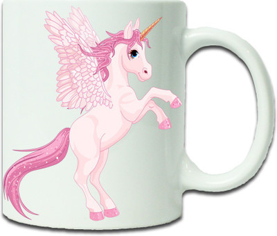 

Maison N Mode Pink Horse Coffee Ceramic Mug(330 ml), Multicolor