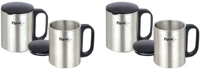 

Pigeon Double Wall Coffee Stainless Steel Mug(150 ml, Pack of 4), Silver