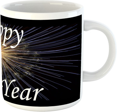 

Deeher Gifts Happy New Year Design2 Ceramic Mug(330 ml), Multicolor