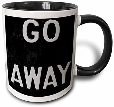 

3dRose Go Away Two Tone Black, 11 oz, Black/White Ceramic Mug(60 ml), Multicolor