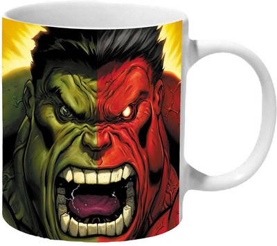 

Mooch Wale Red And Green Hulk Ceramic Mug(325 ml), Multicolor
