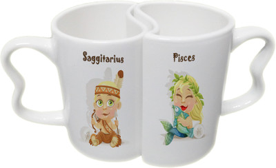 

Ucard Saggitarius and Pisces Zodiac Sign Valentines Day Couple Bone China, Ceramic, Porcelain Mug(325 ml), Multicolor