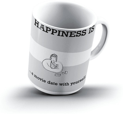 

Ucard Happiness Is1343 Bone China, Ceramic, Porcelain Mug(325 ml), Multicolor