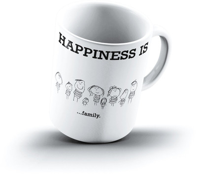 

Ucard Happiness Is1328 Bone China, Ceramic, Porcelain Mug(325 ml), Multicolor