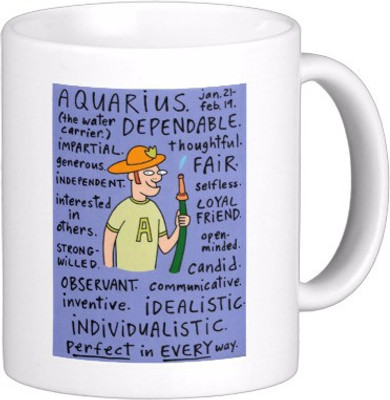 

Exoctic Silver Zodiac Signs Zxc Aquarius Ceramic Mug(300 ml), Multicolor