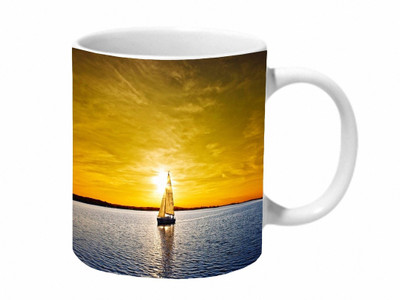 

Mooch Wale Sailing Boat Amazing Sunset Ceramic Mug(325 ml), Multicolor