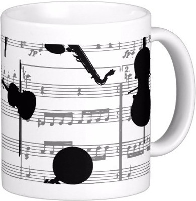 

Exoctic Silver Music In My Vein: Symphony C008 Ceramic Mug(300 ml), Black;white