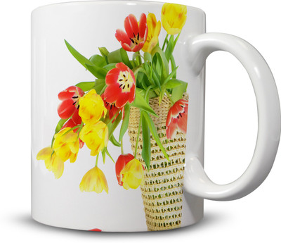 

Ackme Design Beautiful Flowers Ceramic Mug(325 ml), Multicolor