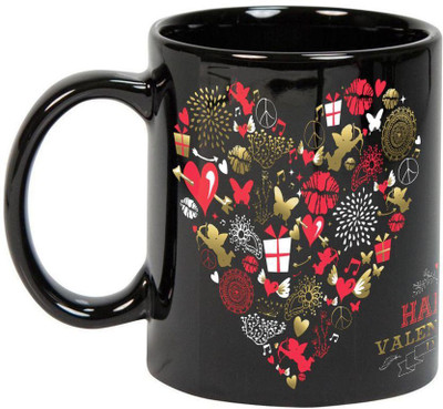 Prithish Happy Valentines Day Design3 Black Ceramic Mug(330 ml), Multicolor