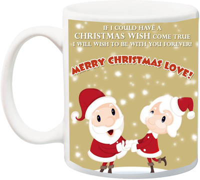 

ME&YOU Christmas Gift for Lover,Girlfriend/Boyfriend,Husband/Wife Santa Couple Printed Ceramic Mug(325 ml), Multicolor