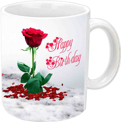 

Raj Laxmi A Beautiful Rose B'day White Ceramic Mug(3.5 ml)