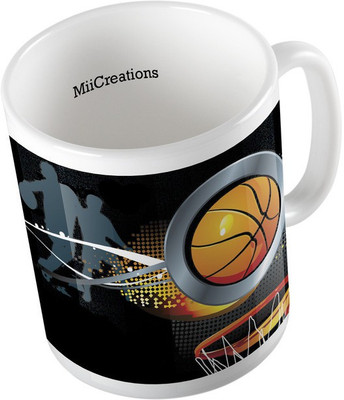 MiiCreations Printed Basketball Never Stops Ceramic Mug(325 ml), Multicolor