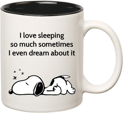 

HuppmeGift Sleeping Inner Black Ceramic Mug(350 ml), Black;white