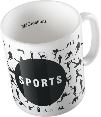 

MiiCreations Printed Sports pattern Ceramic Mug(325 ml), Multicolor