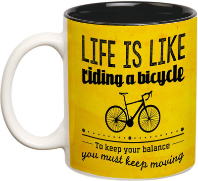 

Prithish Life Is Like A Bicycle Double Color Ceramic Mug(330 ml), Multicolor