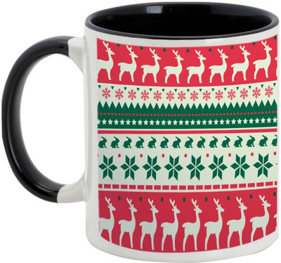 

AllUPrints Royal Christmas Stag Ceramic Mug(325 ml), Black