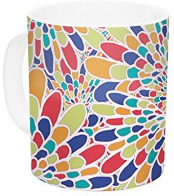 

Kess InHouse InHouse Miranda Mol Flourishing Blue Geometric Ceramic Coffee, 11 oz, Multicolor Ceramic Mug(60 ml)